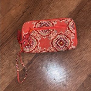 Coral paisley print wallet